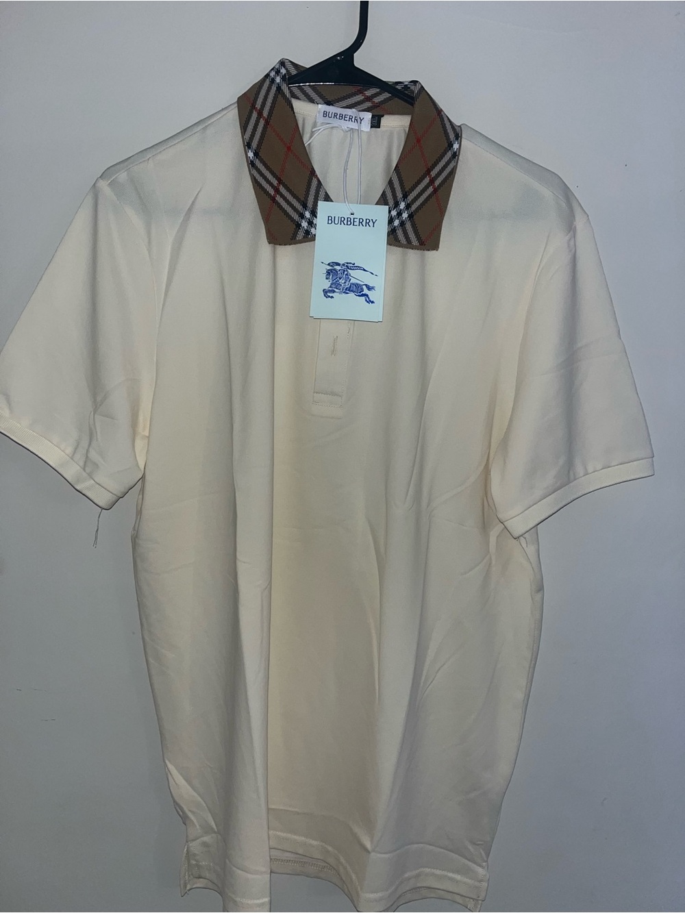 Burberry Cream Polo with Vintage Check Collar